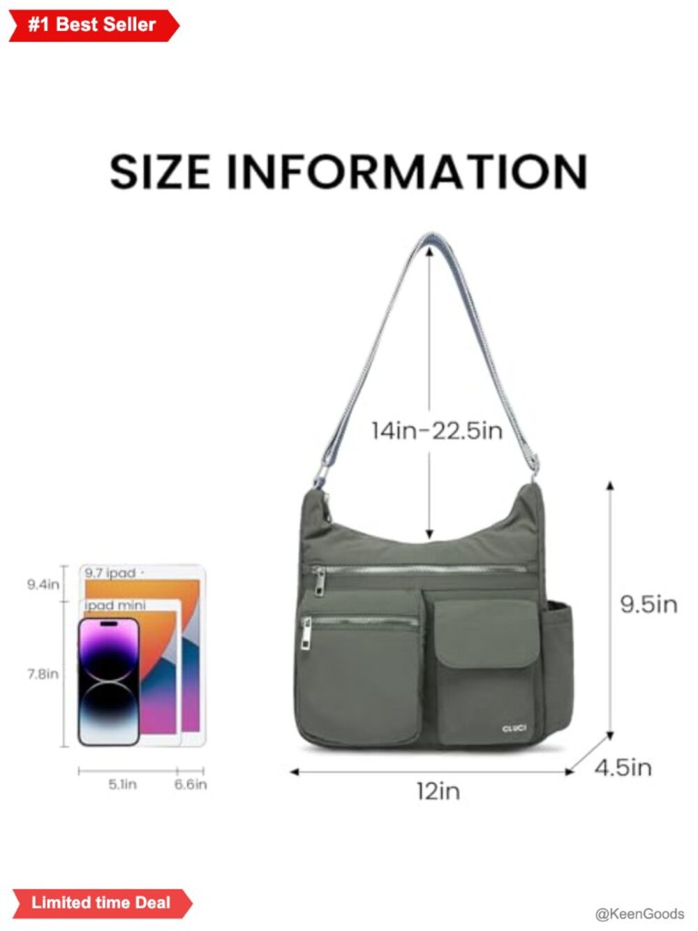 Anti Theft Waterproof Nylon Crossbody Bag for Women Travel - Picture 2 of 6